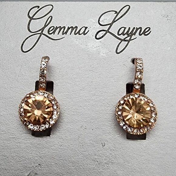 NWT Gemma Layne Rose Gold & Crystal Earrings - Picture 2 of 3